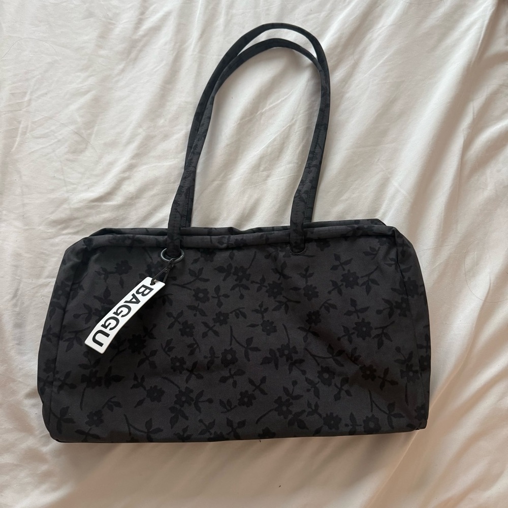 Baggu medium bowler Charcoal ditsy daisy new with tags nwt